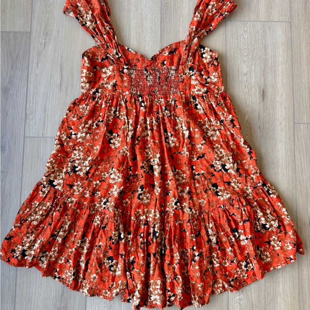 Free People floral Pattern Play Mini Dress M EUC Boho Flowy flirty - Picture 7 of 15